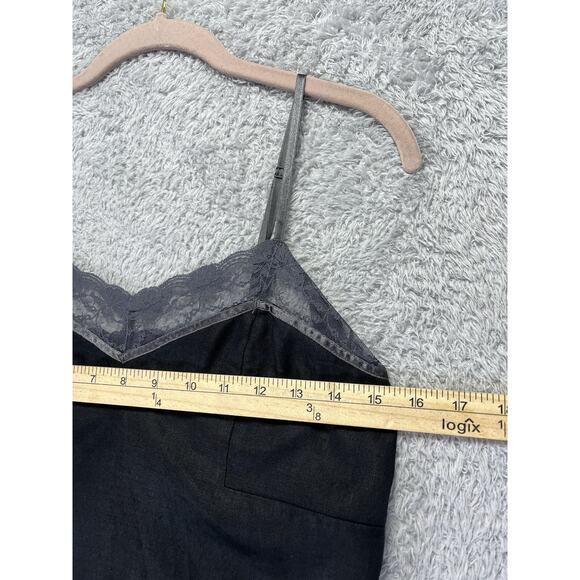 Vintage Limited Womens Sz 2 Lace Trim Black Gray Cami Tank Top Linen‎ Fairygoth - Picture 4 of 9